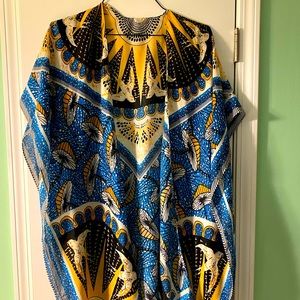 Boho Free People Oversized Shawl with Fringe